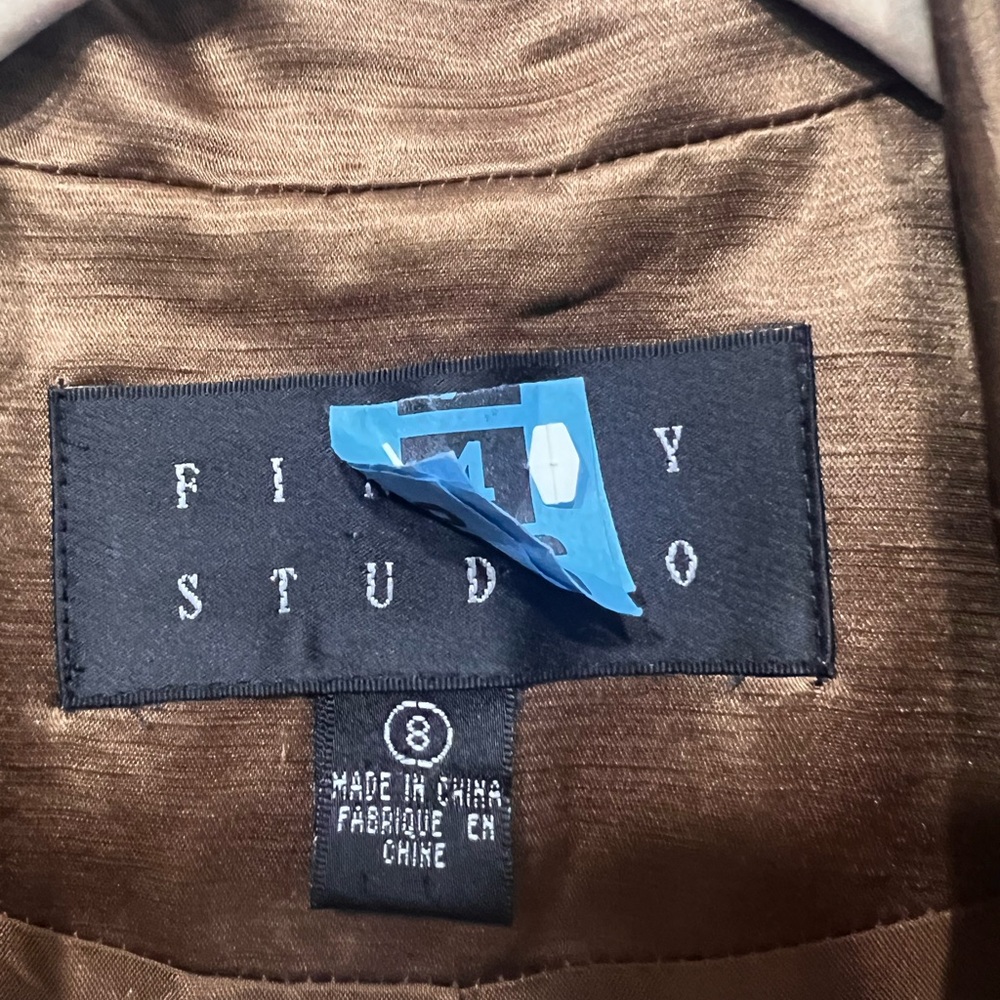 Finity Studio Bronze Brown Silk and linen Dress‎y Blazer Jacket size 8 - Picture 3 of 7